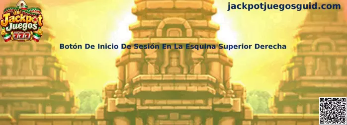 Referencia visual para localizar el botón de inicio de sesión en la esquina superior derecha de Jackpot Juegos